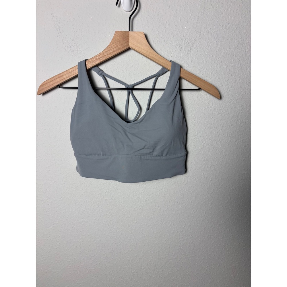 Athleta Strappy Back Sports Bra A-C Cup Blue Small Activewear Yoga Gym